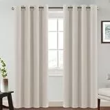 BellaHills Verdunklungsvorhänge Gardinen 2er Set H260 x B140 cm Vorhänge Blickdicht Wohnzimmer Curtains mit ösen, Ösenvorhang für Schlafzimmer, Elfenbeinweiß