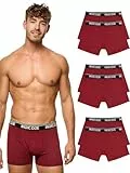 Indicode Herren INMilano 6er Pack Boxershorts | Unterwäsche Boxer Shorts Unterhosen Bordeaux, M