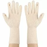 Kiiwah Unisex Handschuhe Winter, Strickhandschuhe Damen Herren mit Fingerlöcher, Touch-Screen Thermohandschuhe Warme (Beige)