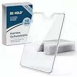 BE-HOLD 10 Stück transparente Scheckkartenhüllen (91 x 59 mm) – Robuste Hartplastik-Schutzhüllen für Bankkarten, Kreditkarten, Ausweis- und EC-Karten Schutzhülle mit Daumenausschnitt für Geldbörsen