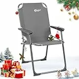 Portal Campingstuhl faltbar Klappstuhl Camping bis 150kg belastbar leicht Angelstuhl Strandstuhl klappbar hohe Rückenlehne für Outdoor Garten Festival Grau