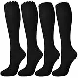 Beaulov 4 Paar Damen Kniestrümpfe Overknee Strümpfe Lange Socken für Mädchen Schwarz