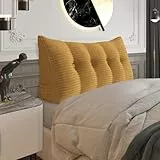 BNCKTRD Dicklich Rückenkissen Lesekissen für Bett und Couch, Rückenlehne Kopfende, Dreieckiges Sofakissen Bücherkissen, Wandkissen für Bett Herbst Winter, Kordsamt Kamel 140cm
