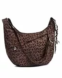 Micmores Crossbody Bag Damen Kunstvelours Leopardenmuster Umhängetasche Damen Halbmond Schultertasche mit verstellbarer Schultergurt, Stylische Handtasche Hobo Moon Bag (Kaffeebraun)