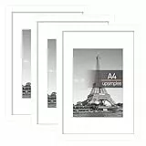 upsimples 3 Pack Bilderrahmen A4, Bilderrahmen Kinderzeichnungen A4，Rahmen Weiß für Fotos, Bilder, Poster