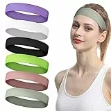 LOPHE Sport Haarband, 4 Stück Stirnband Damen und Herren, Schweißband Stirn Sommer, Double Sided Feuchtigkeit Wicking Rutschfest Headband, Haarbänder für Yoga, Laufen, Radfahren（6 PCS）