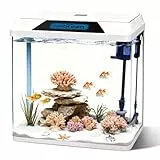 Nobleza - 30L Aquarium Komplettset, Nano Aquarium mit Eingebautem Filtersystem und LED-Beleuchtung, Stabiles Einsteigerbecken für Zuhause oder Büro - Weiß