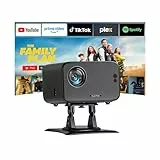 Smart Mini Beamer 4K kompatibel mit Apps XuanPad 3500 ANSI Beamer mit Autofokus & Trapezkorrektur, WiFi6 & Bluetooth, 210° Heimkino/Outdoor Space Black Projektor für Handy/PC