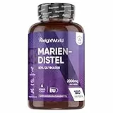 Mariendistel Kapseln - 2000 mg Mariendistel Pulver - Mit 80% Silymarin Extrakt - 180 Stück für 6 Monate Vorrat - Vegan & Frei von Magnesiumstearat - Täglich 1 Kapsel - Milk Thistle - WeightWorld