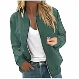 Generisch Rockabilly Jacke Damen, Frühlingsjacke Damen - Leicht Bomberjacke Elegant Blouson Jacke Langarm College Jacken Zip Up Casual Pilotenjacke