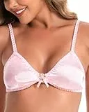 Satini Bügelfreies Seidensatin‑Bralette - Verstellbare Träger, Elegante Dessous, Sissy‑BH (Babyrosa, XXL)