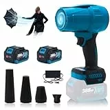 Turbo Gebläse für Makita Akku 18V, 576 km/h Jet Fan, 28000RPM Bürstenloser Laubbläser Akku Stufenlose Geschwindigkeitsregelung für Laubblasen Auto Trockner (Blau +4 Zubehöre mit 2 Batterie)