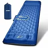 JATEKA Isomatte Camping, 12CM Dicker Aufblasbare Isomatte Mit Kissen & Fußpumpe, 83CM Breiter Outdoor Camping Luftmatratze, Kompakte Ultraleichte Sleeping Mat für Rucksackreisen Wandern Reisen Zelt