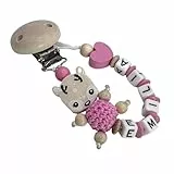 AVH Enterprise Schnullerband mit Namen für Mädchen & Jungen personalisierte Baby Geschenke (REH Herzchen)