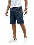 Elegancity Kurze Hosen Herren Cargo Shorts Sommer Freizeithose Kurze Elastische Taille Chino Shorts Mit 6 Taschen Marineblau XXL