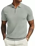 COOFANDY Polo Shirt Herren Strick Poloshirts für Herren mit Reißverschluss Stretch Golf Polo T-Shirts Männer Hellgrün M