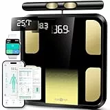 RunSTAR Körperfettwaage, Personenwaage digital mit 8 Elektroden für Körpergewicht und Körperfett, BMI, Muskelmasse und Analyse von 28 Körpermaße App-Nutzung, 3-Metrik-Anzeige, 180kg