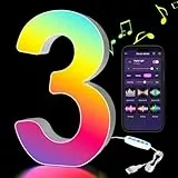 Kangtaixin LED Zahlen Lampe 0-9, Leuchtzahlen Geburtstagsdeko mit USB-Netzteil, APP-Kontrolle, Dimmbar, Dekoration für Bar Mitzvah, Weihnachten Deko, Neujahr, Hochzeit Party Valentinstag - Zahlen 3