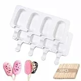Eisformen 2 Stück Eis am Stiel, Eisformen Silikon, Eis Formen für Stieleis Eis am Stiel Formen, mit 50 Stäbchen, für Hausgemachte Gelee, Obst, Joghurt, Obst, Eis usw