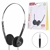 Hama Kopfhörer Slight II (On-Ear, Stereo, 42g leicht, 3,5 mm Klinkenstecker, Kabellänge 120 cm, Kabelführung einseitig, für Smartphone & Mobile Music) Schwarz