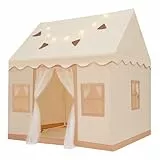 2-in-1-Kinderspielzelt mit zwei Vorhängen und Lichtern, großes Indoor-Spielhaus für Kinder, Spielzelt mit Sternenlichtern und Zubehör, einfach aufstellbares Spielzelt für Kleinkinder im Alter von 2 bi