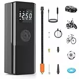 AOKBON Elektrische Luftpumpe 150PSI Luftpumpe mit 12V DC 6000mAh Akku Tragbar Fahrradpumpe mit Digitale Anzeige LED Licht Mini Kompressor Powerbank 4 Modi für Auto Fahrrad Motorrad Ball