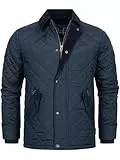Indicode Herren INAldos Steppjacke mit Cordkragen und Rautensteppung | Daunenjacke für Männer Navy, M