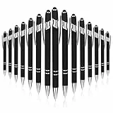 YWKJDDM Kugelschreiber, 15 Stück Druckkugelschreiber Metall Kugelschreiber mit Stylus für Büro und Haushalt(Schwarz)
