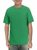 Haloumoning Jungen T-Shirt Sommer Kurzarm Tops Kinder Rundhals Einfarbig Leicht Shirts Casual Sport Basic Oberteile 5-14 Jahre, Grün, 11-12 Jahre