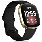 Oielai Kompatibel für Fitbit Versa 4/Fitbit Versa 3/Fitbit Sense 2/Fitbit Sense Armband, Silikon Sport Klassisch Sanft Ersatzarmband Kompatibel mit Versa 3/Versa 4/Sense/Sense 2, Klein Schwarz