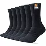 SockWaddles Socken Herren Damen, 6 Paar Baumwolle Atmungaktive Gepolsterte Tennissocken Sportsocken Laufsocken Wandersocken 43-46, Schwarz