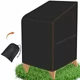 Gartenstühle Abdeckung 210D Oxford-Stoff, Schutzhülle für Gartenstühle Wasserdicht Winterfest Schutzhülle für Stapelstühle mit Zugkordel Winddicht Reißfest Abdeckhaube 64x64x120cm (Schwarz)