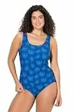 Ulla Popken Damen große Größen Übergrößen Plus Size Badeanzug, Feuerwerks-Blüten, ohne Softcups Royalblau 46+ 846185750-46+