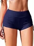Ekouaer Badeshorts Damen Badehose Kurze Shorts Schnell Trocknende Boardshorts Bikini Hotpants Bauchkontrolle Schwimmshorts Bademode,Blau,L