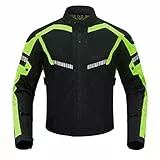 BORLENI Motorradjacke Sommer Herren Motorrad jacken Atmungsaktiver Panzerschutz Hochglanz Reflektierend Grün XXL