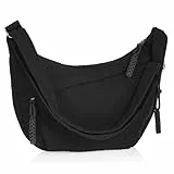 Huiguli Halbmond Crossbody Bag Damen, Cord Damen Halbmond Tasche mit Verstellbarer Schultergurt, Hobo Tasche Schultertasche für Arbeit Reisen Alltag, Dumpling Umhängetasche (Schwarz)