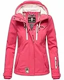 MARIKOO Damen Softshelljacke Übergangsjacke mit Kapuze Kleinezicke Pink Gr. 3XL