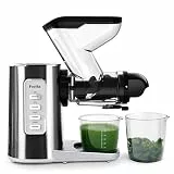 Fretta Slow Juicer Entsafter Gemüse und Obst Testsieger, 76mm Öffnung Obstpresse Elektrisch Saftpresse Äpfel Sellerie Juicer Machine Masticating Gemüsepresse BPA-Frei (Edelstahl)