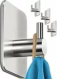 Menz Handtuchhalter ohne Bohren, 4 Haken im Set – Wasserfeste Klebehaken, Edelstahl Handtuchhaken für Bad, hochwertige Haken selbstklebend, Badezimmer Handtuchhalter mit hoher Tragkraft