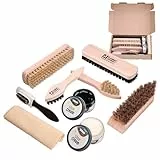 Langlauf Schuhbedarf Schuhputzset II 9tlg I Schuhbürsten Set zum putzen, Made in Germany I Schuhpflegeset mit Bürstenset für Wildleder, Rauleder, Leder - made in Germany
