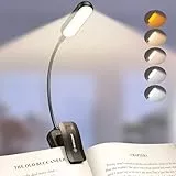 Glocusent Leselampe Buch Klemme 20 LEDs, USB Wiederaufladbare Buchlampe, 5 Farbtemperatur Modi, Lange Laufzeit, Stufenlose Helligkeit Klemmlampe, 360° Flexibel Klemmleuchte für Nachtlesen ins Bett