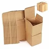 25 Stück Geschenkboxen Kraftpapier, Karton Schachteln 10 x 10 x 10 cm, Pappschachteln, Wiederverwendbare, Geschenkbox Quadratisch mit Deckel, Kleine Kraftpapier Faltkarton, für Geschenke, Party(Braun)