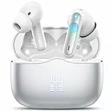 Bluetooth Kopfhörer, Kopfhörer Kabellos Bluetooth 5.4 mit 4 ENC Noise Cancelling Mics, 3D Tiefer Bass, 40Std In Ear Kabellose Kopfhörer IP7 Wasserdicht Sport Ohrhörer USB-C HiFi Stereo 2026 Neu Silber