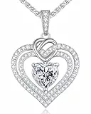 CDE Kette Damen Moissanite Halskette Damen Silber 925, Doppel Herz VVS1 Reinheit D Farbe, Frauen Schmuck Geburtstags Geschenk für Sie Freundin Weihnachten Valentinstag Muttertags (2 Karat)