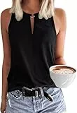 Tanmolo Damen Tank Top Ärmellos Oberteile Sommer Tanktops V-Ausschnitt Blusentop Strand Sexy Vest Top Bluse Schwarz, XL