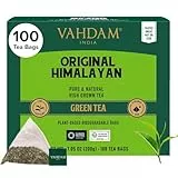 VAHDAM, Grüner Tee Von Himalaya (100 Teebeutel) 100% Reiner & Aromatischer | Natürliche Grüntee Loses Blatt | Vegan, Glutenfrei, Laktosefrei | Frisch & Direkt Von Der Quelle In Indien | Grüner Tee