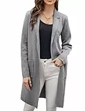 Damen Business Strickpullover Mantel Offenes Revers Strickjacke Mantel Grau XL