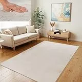 TT Home Wohnzimmer Teppich Hochflor Langflor Kunstfell Weich Modern Unifarben Flauschig, Farbe: Creme, Größe:160x220 cm