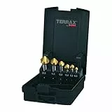 TERRAX by RUKO Kegel- und Entgratsenker-Satz 6tlg. DIN 335 Form C 90° HSS-TiN Ø 6,3-20,5 mm in ABS-Kunststoffkassette - A102152TRO