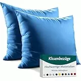 Kissenbezug 35x35 – Mikrofaser OEKO-TEX Zertifiziert – Blaue Marine – 2er Set Kissenbezüge für Kissen 35 x 35 Weich & Atmungsaktiv – Kissenhülle Hypoallergen und Waschbar mit Verdecktem Reißverschluss